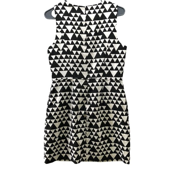 J. Crew Sheath Dress 8P Black White Sleeveless Geometric Print A-Line Career - Picture 2 of 10